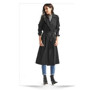 Gap long open-front trench coat in black